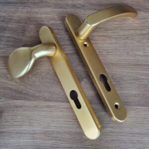 92mm Gold Lever/Mov Pad Door Handles x 5 pairs (promodh4)